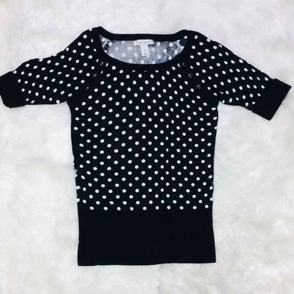 WHBM B&W Polka Dot Half Sleeve Sweater - S - Picture 7 of 12